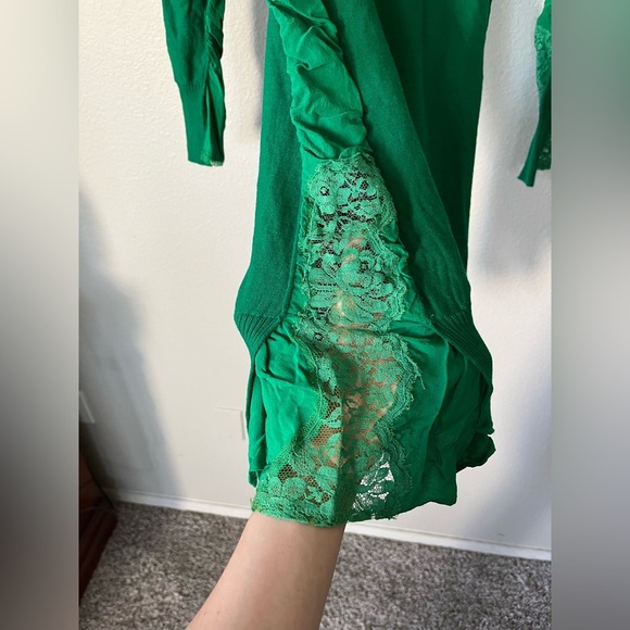 Stella McCartney Silk Mix Knit Sweater Lace Dress Kelly Green Women's Size 34/XS - Picture 5 of 16